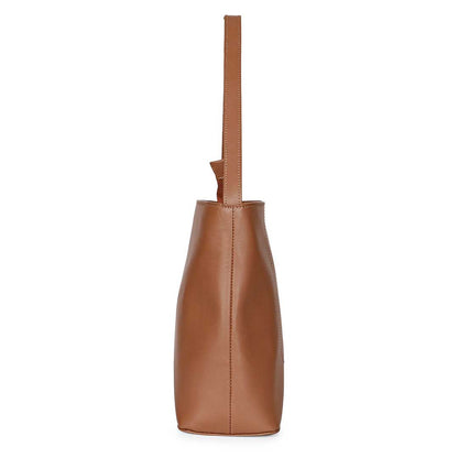 Favore Tan Leather Oversized Structured Shoulder Bag
