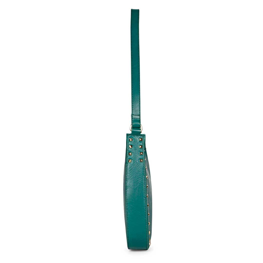 Favore Green Leather Structured Shoulder Bag