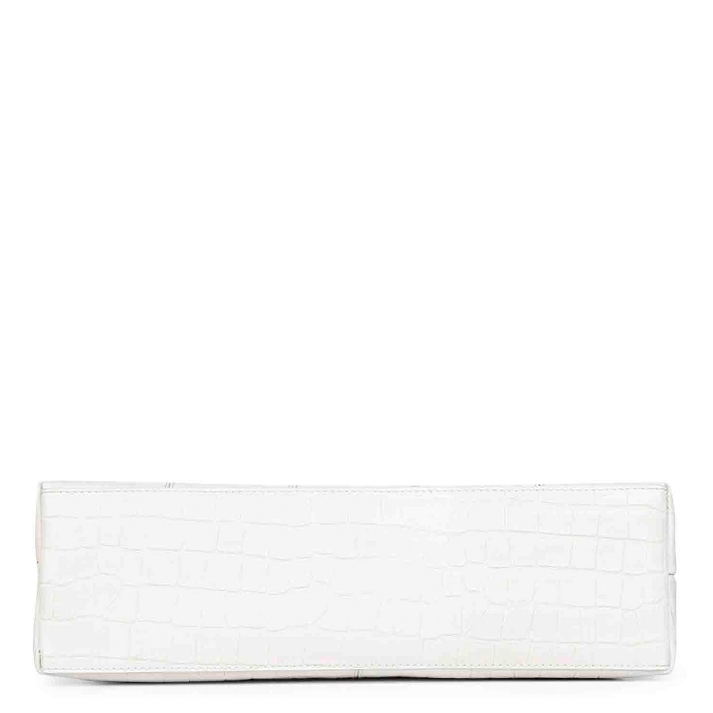 Favore White Leather Structured Handheld Bag