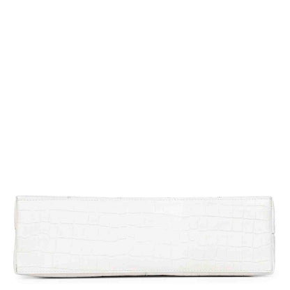 Favore White Leather Structured Handheld Bag