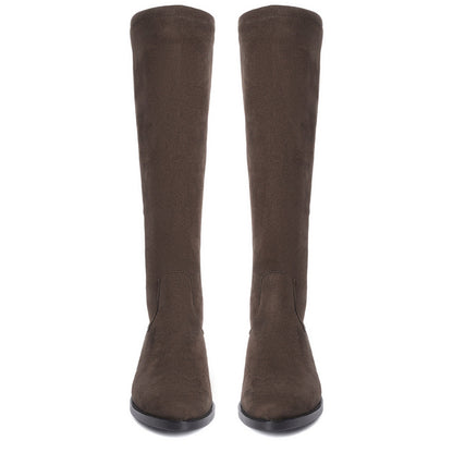 Saint Amy Brown Stretch suede Leather Knee High Boots