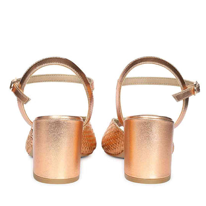 Saint Athena Cipria Metallic Hand Woven Leather Heels