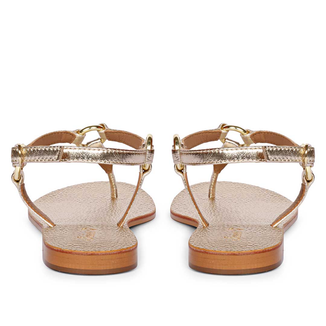 Saint Coretta Golden O-Ring Platin Leather Sandals