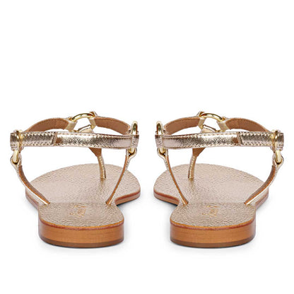 Saint Coretta Golden O-Ring Platin Leather Sandals