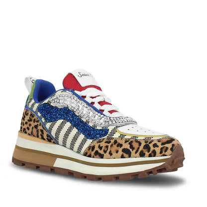 Whitesta Fiorella Multi Color Leopard Print Leather Sneakers