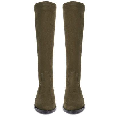 Saint Amy Olive Stretch suede Leather Knee High Boots