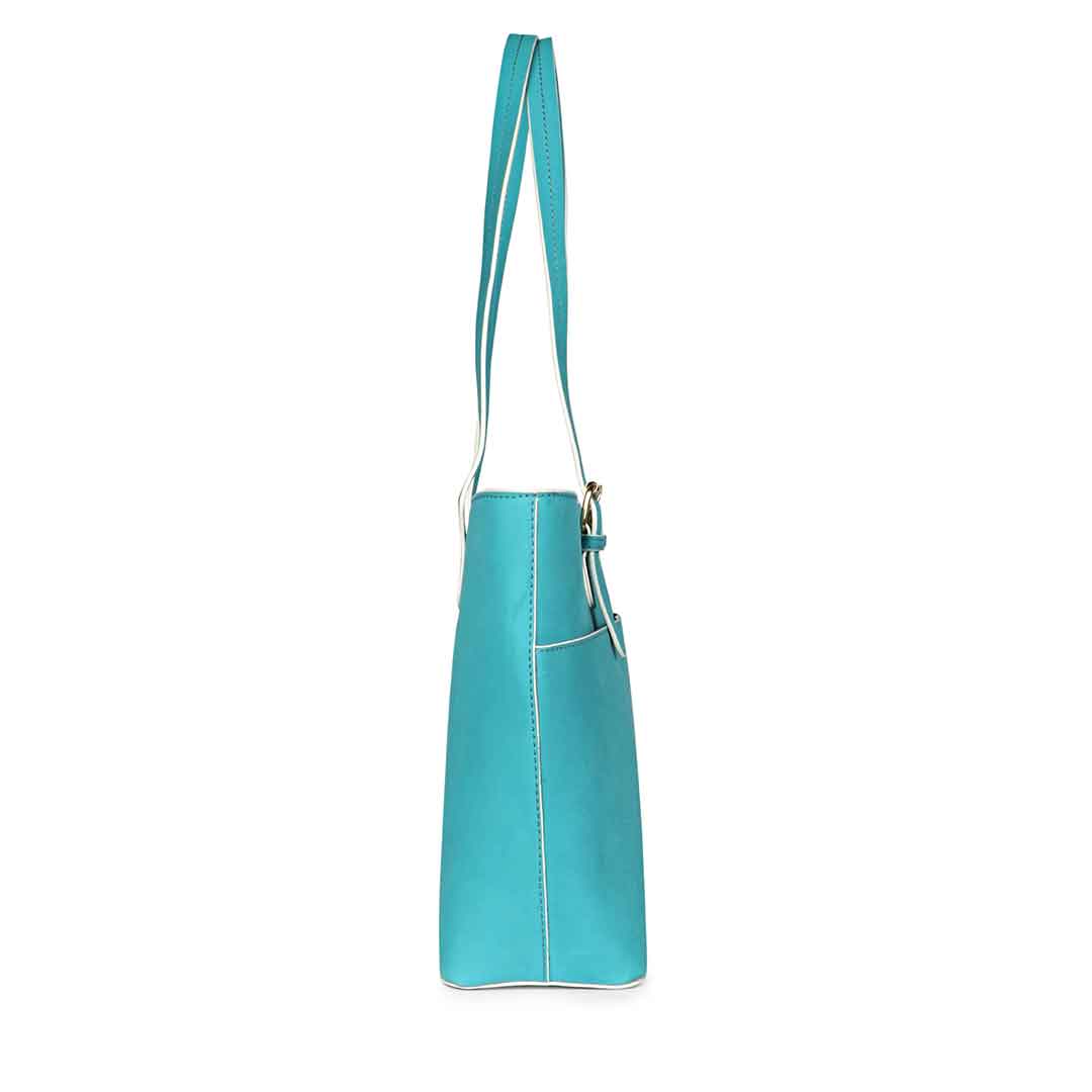 Favore Blue Womens Leather Shopper Tote Bag