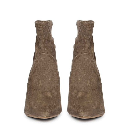 Saint Jemima Taupe Stretch Suede Stilettos Ankle Boots