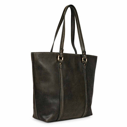 Favore Black Textured Leather Oversized Shopper Shoulder Bag