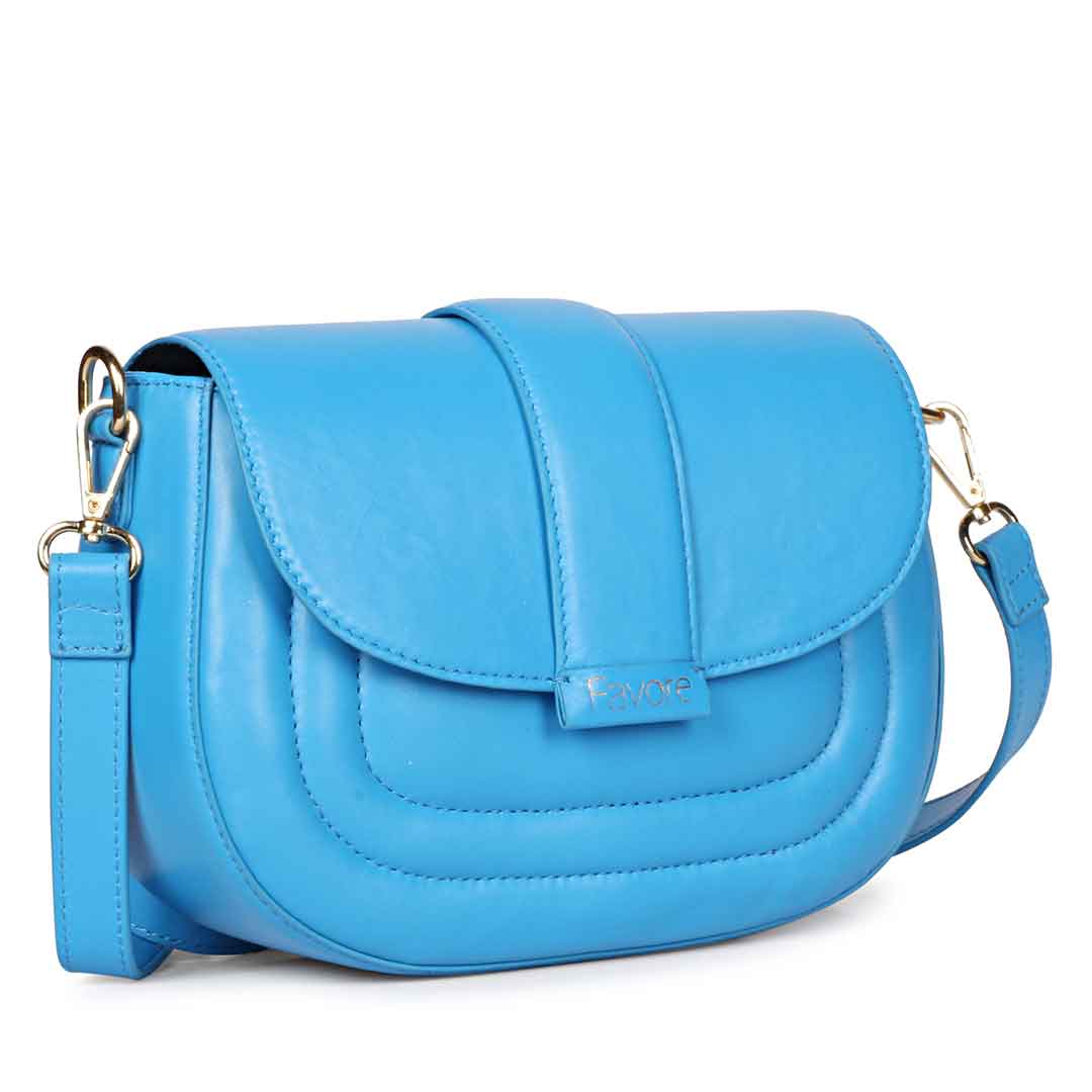 Favore Women Blue Leather Crossbody Sling Bags