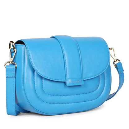 Favore Women Blue Leather Crossbody Sling Bags