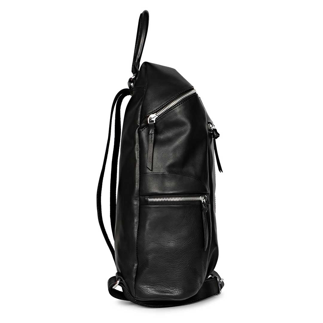Favore Black Leather Oversized Structured Backpacks