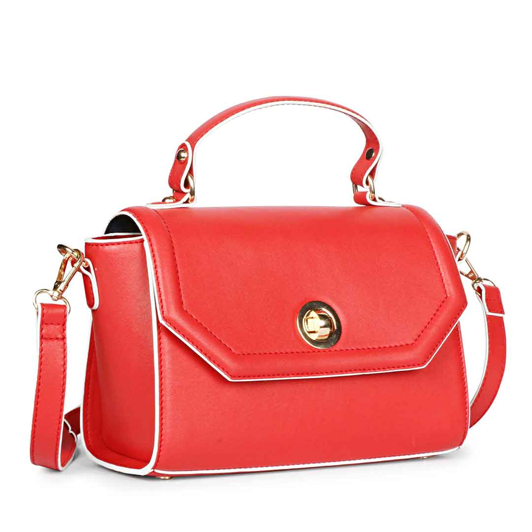 Favore Women Red Leather Satchel Bags
