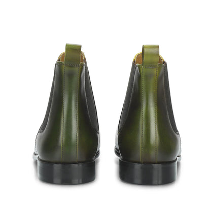 Saint Agostino Two Color Toned Olive Leather Chelsea Boot - SaintG