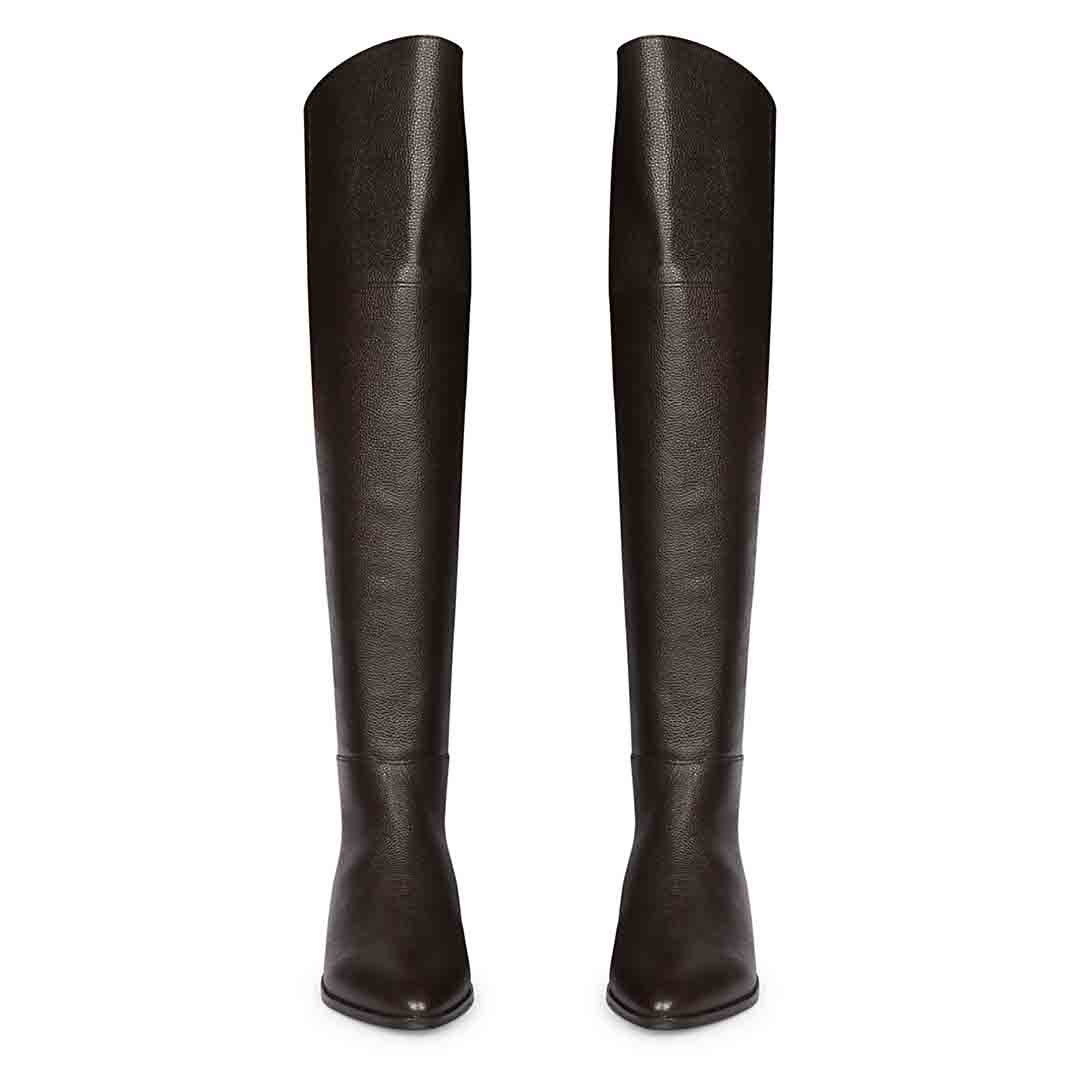 Saint Grace Brown Leather Above The Knee Boots