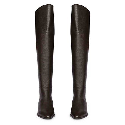 Saint Grace Brown Leather Above The Knee Boots