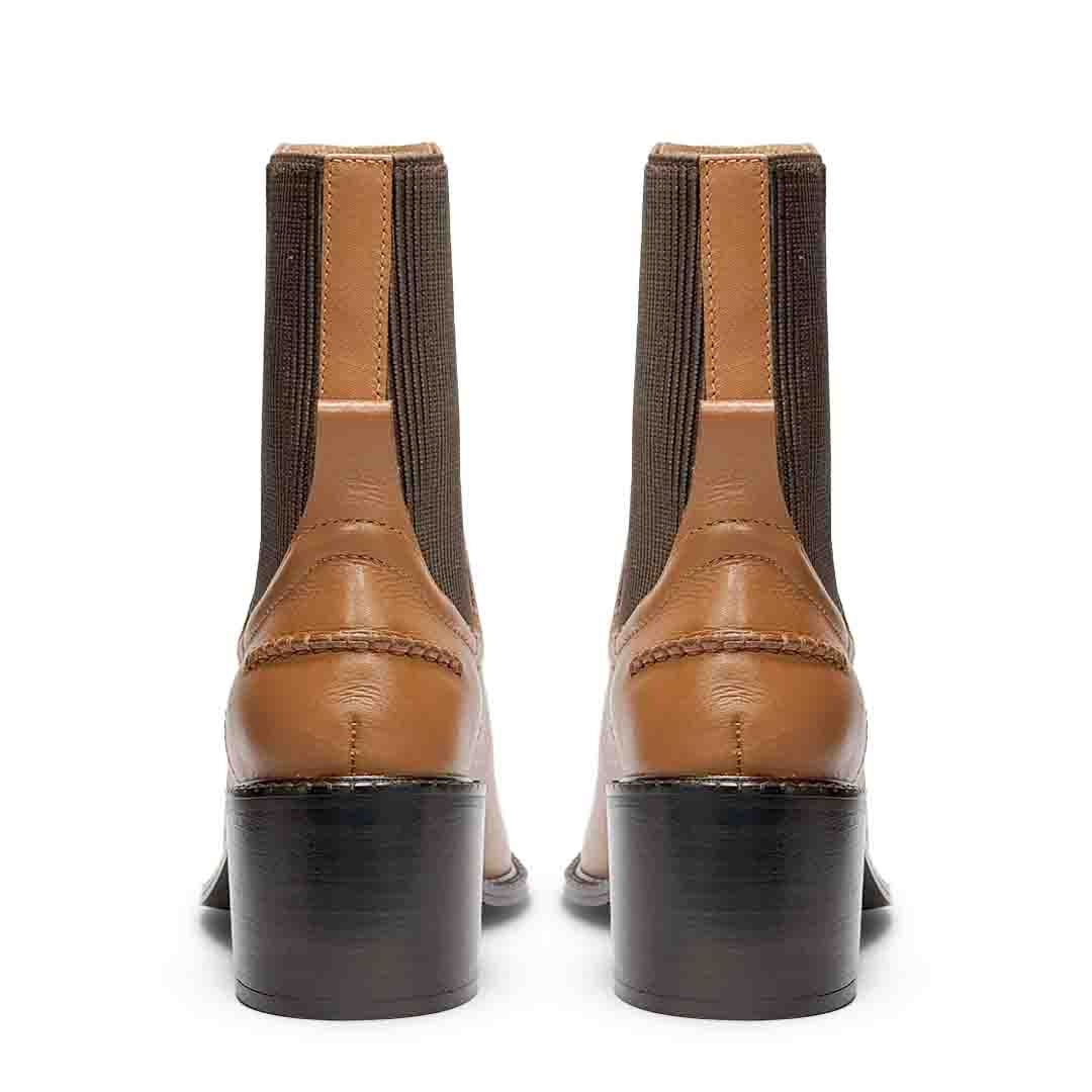 Saint Zoie Camel High Ankle Leather Chelsea Boots