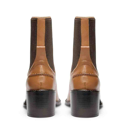 Saint Zoie Camel High Ankle Leather Chelsea Boots