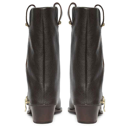Saint Malone Fold Over Brown Leather Mid Calf Boots