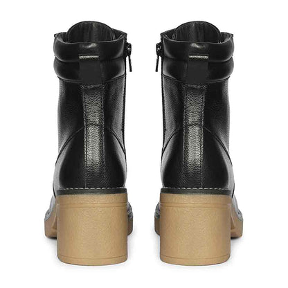 Saint Esme Black Leather Lace Up Boots