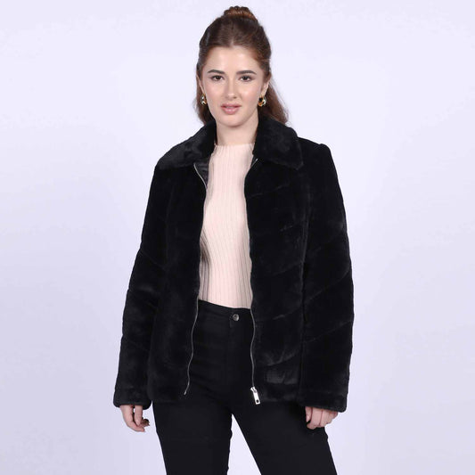 Saint Fernanda Black Fur Women's Jackets