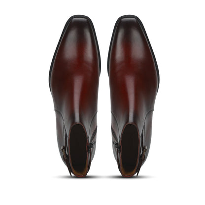 Saint Roger Red Leather Ankle Boot - SaintG