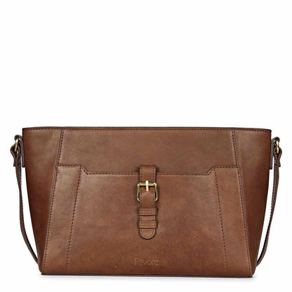 Favore Brown Women Leather Structured Sling Bag