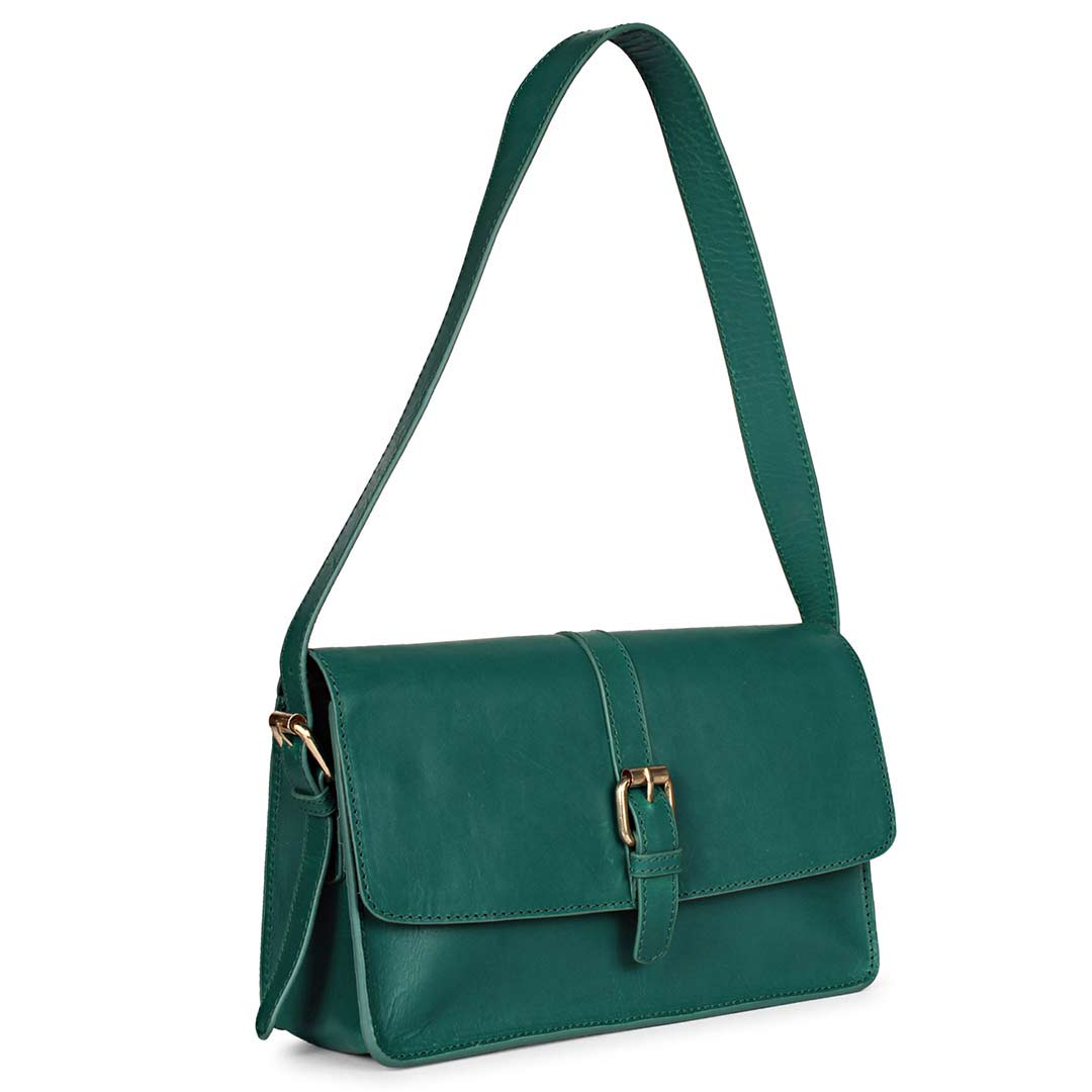 Favore Green Women Leather Structured Hanging Handbags