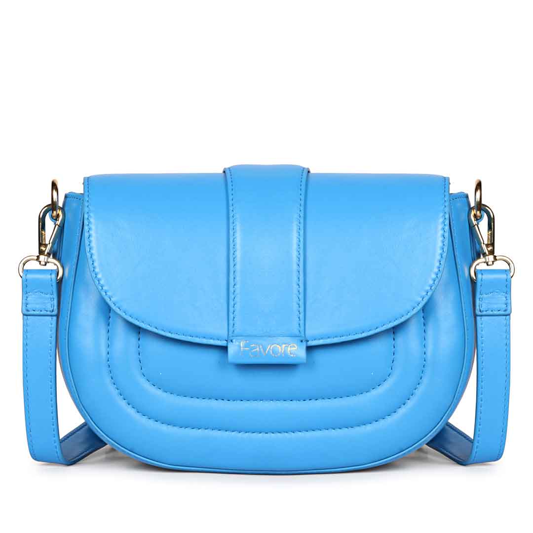 Favore Women Blue Leather Crossbody Sling Bags