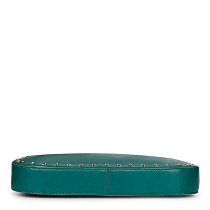 Favore Green Leather Structured Shoulder Bag