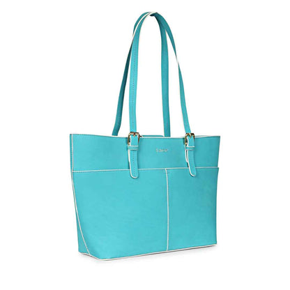 Favore Blue Womens Leather Shopper Tote Bag