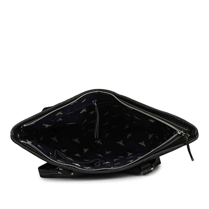 Favore Black Womens Leather Shopper Tote Bag