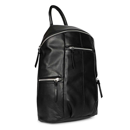 Favore Black Leather Oversized Structured Backpacks