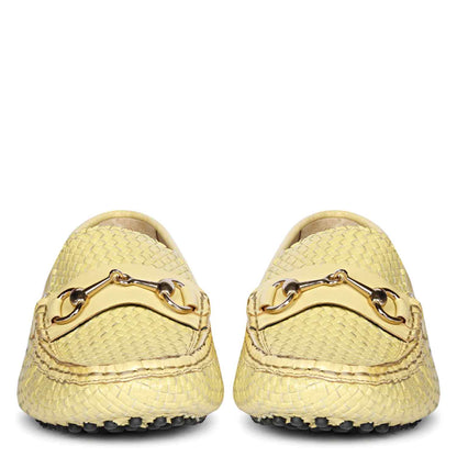 Saint Lucy Lime Woven Leather Loafers