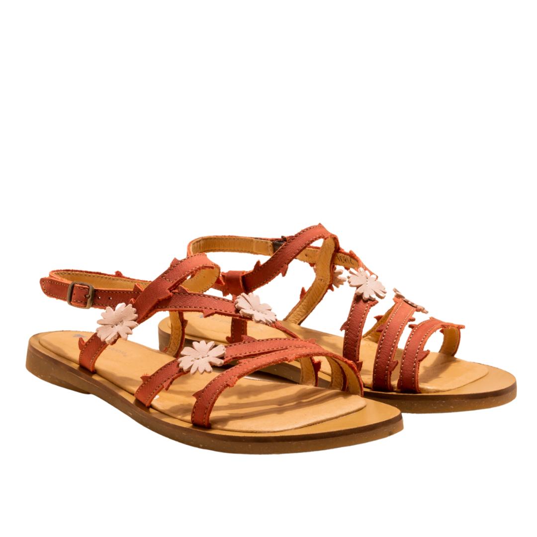 El Naturalista Caldera Embellished Leather Block Sandals with Buckle