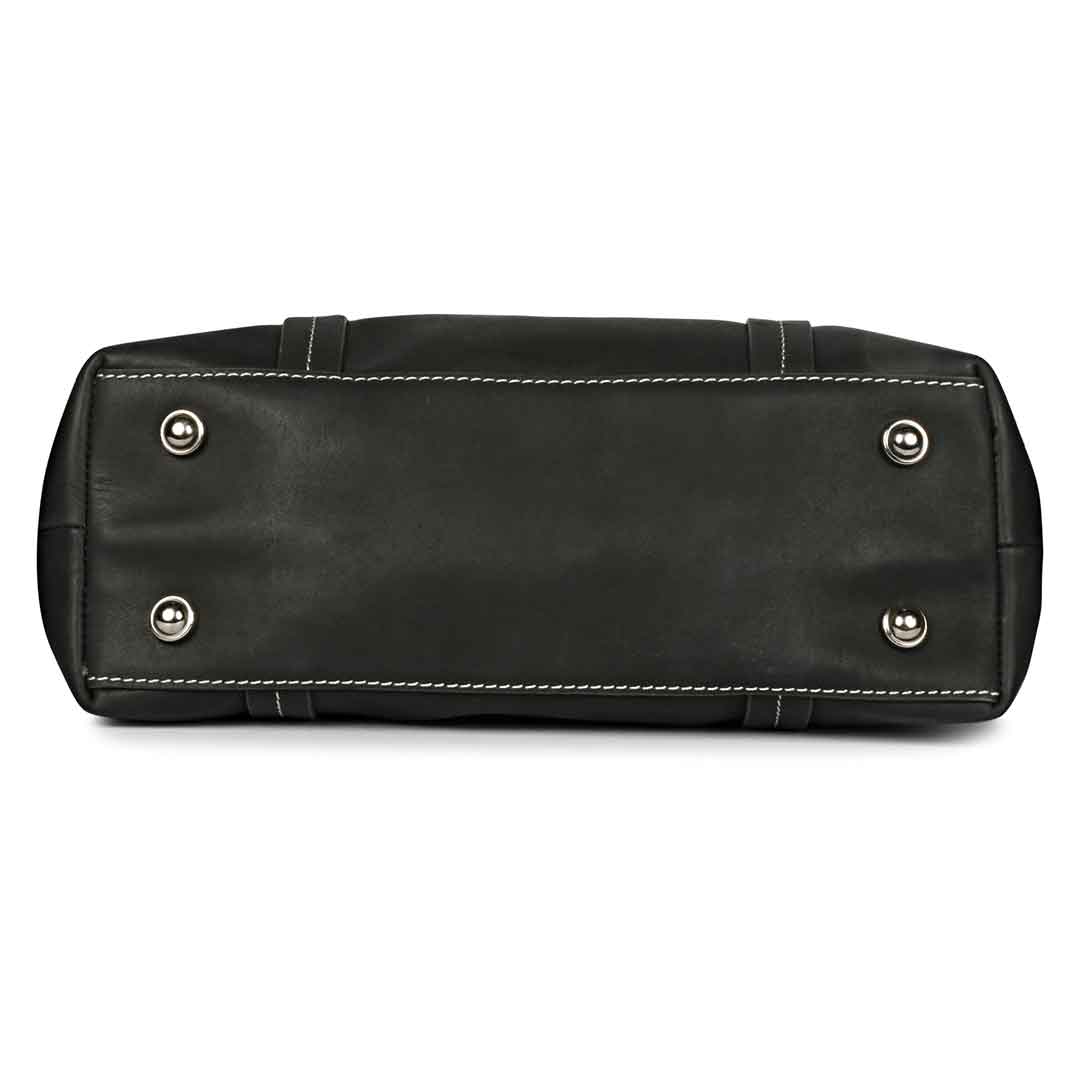 Favore Black Womens Leather Shopper Tote Bag