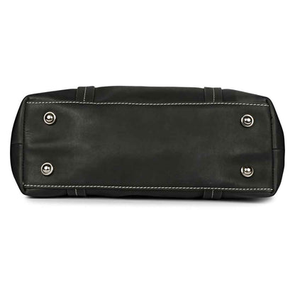 Favore Black Womens Leather Shopper Tote Bag