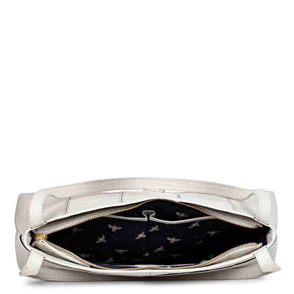 Favore White Leather Structured Handheld Bag