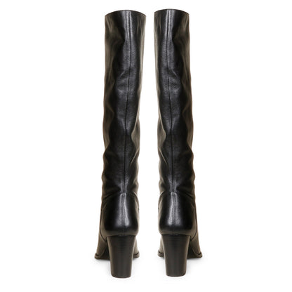 Saint Claretta Black Leather Knee High Slouch Boots - SaintG India