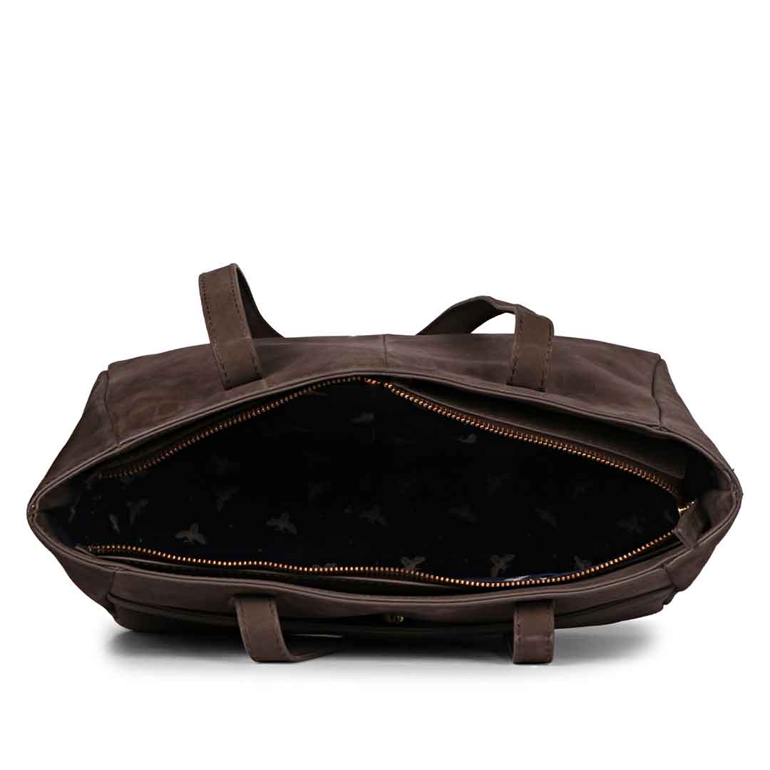 Favore Brown Womens Leather Shopper Tote Bag