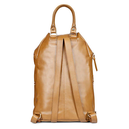 Favore Tan Leather Oversized Structured Backpacks