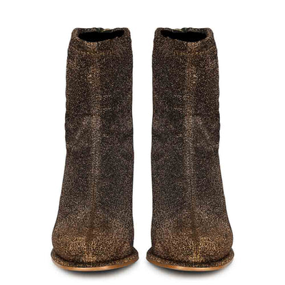 Saint Saveria Bronze Metallic Stretch Fabric Ankle Boots
