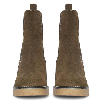 Saint Betsy Olive Suede Leather High Ankle Boots