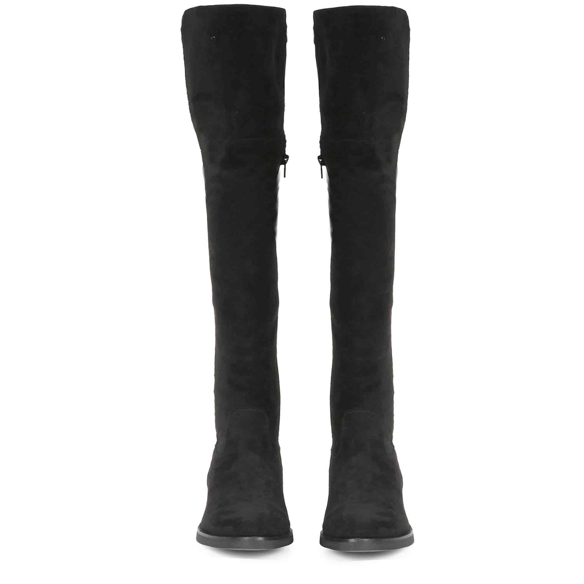 Saint Alicia Black Strech Suede above the knee boots - SaintG