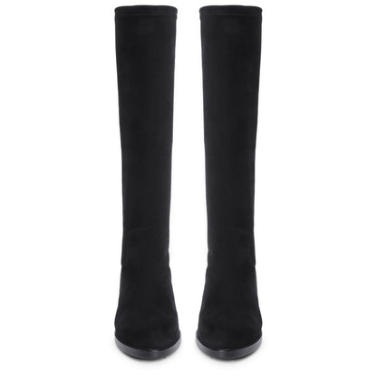 Saint Amy Black Stretch suede Leather Knee High Boots - SaintG