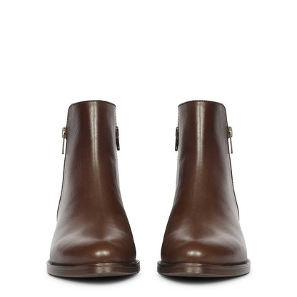 Saint Imelda Brown Leather Handcrafted Side Zippers Ankle Boots