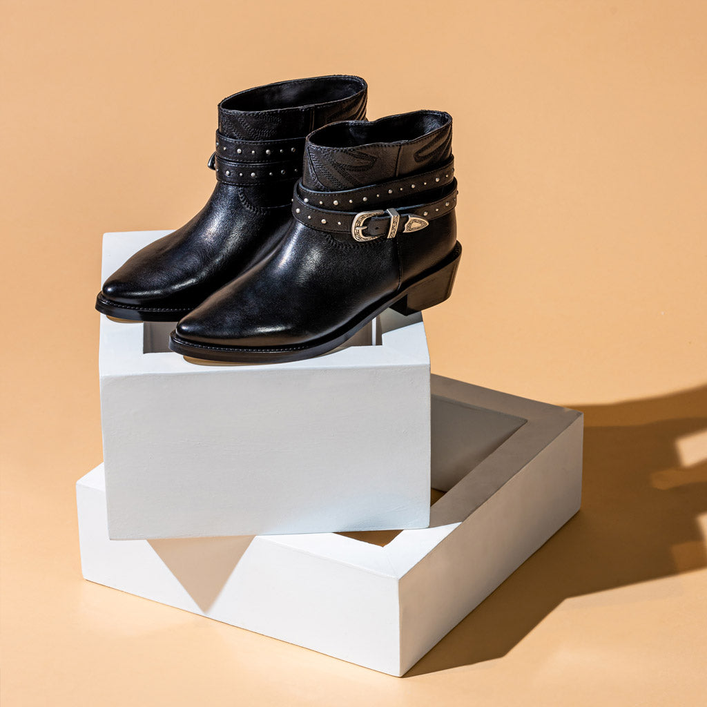 Saint Adrienne Black Leather Ankle Boot - SaintG