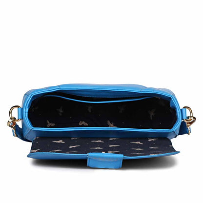 Favore Women Blue Leather Crossbody Sling Bags