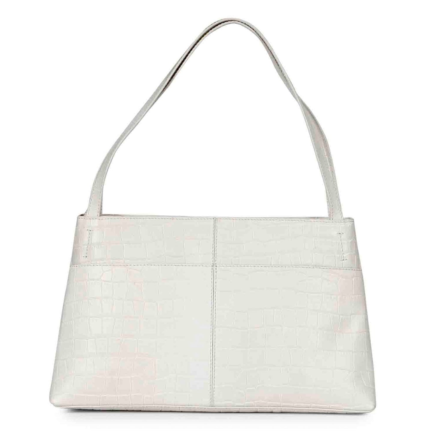 Favore White Leather Structured Handheld Bag