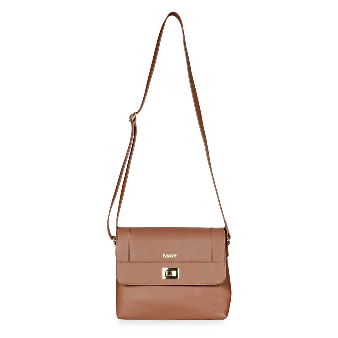 Favore Light Tan Womens  Leather Structured Sling Bag